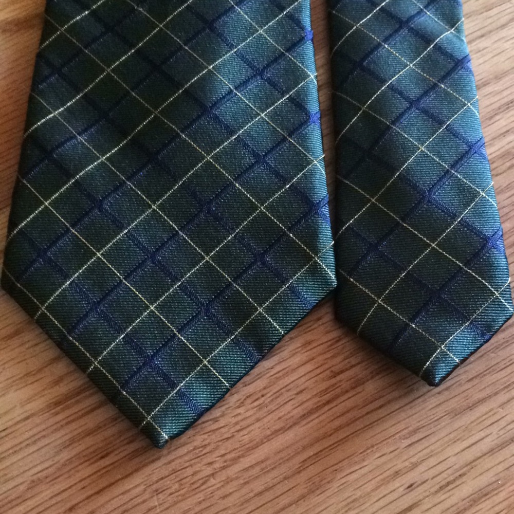 Green Plaid Tie 100% Silk